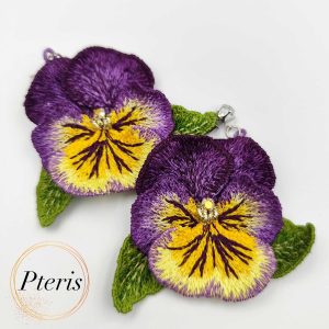 3D Pansy Flower FSL machine embroidery design freestanding lace