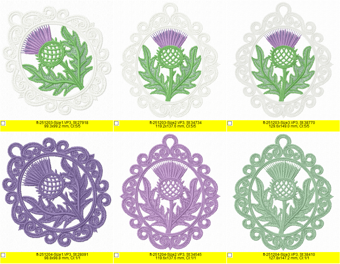 FSL Thistle Machine Embroidery Design - Free Standing Lace Wildflower Ornament - 3 Sizes - Image 4