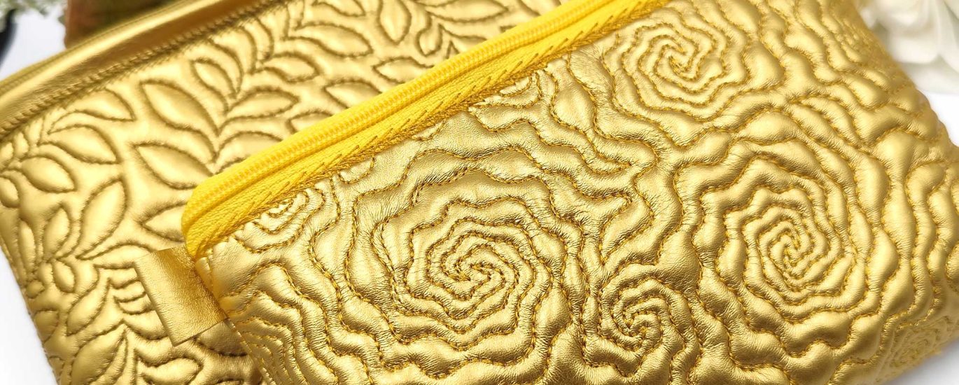 Quilted Flowers Makeup Bag Embroidery Design