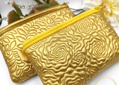 Quilted Flowers Makeup Bag Embroidery Design