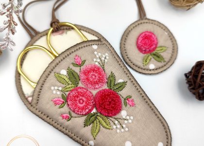 Fluffy Roses Embroidery Scissor Case In The Hoop Project
