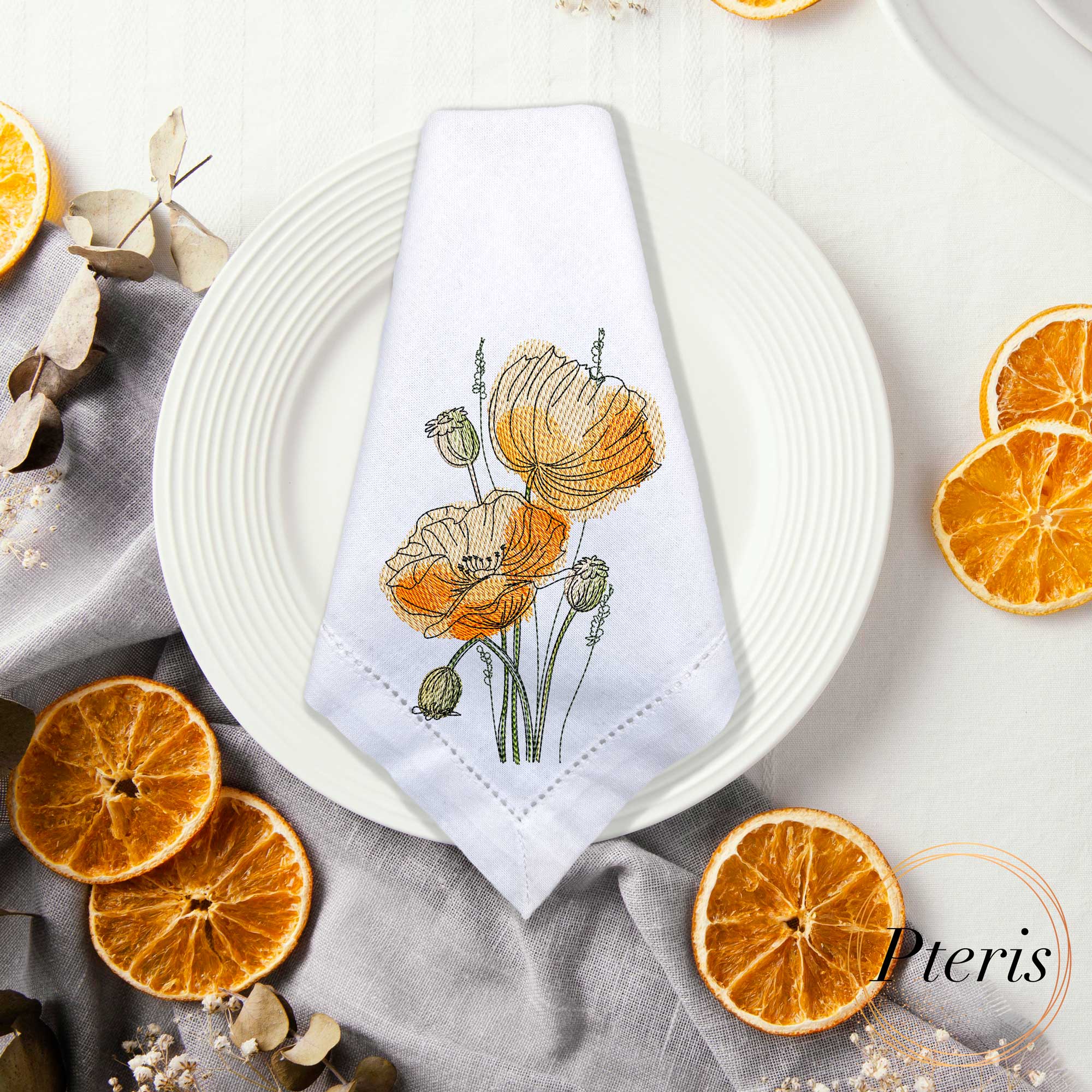 Poppy Flowers Machine Embroidery Design