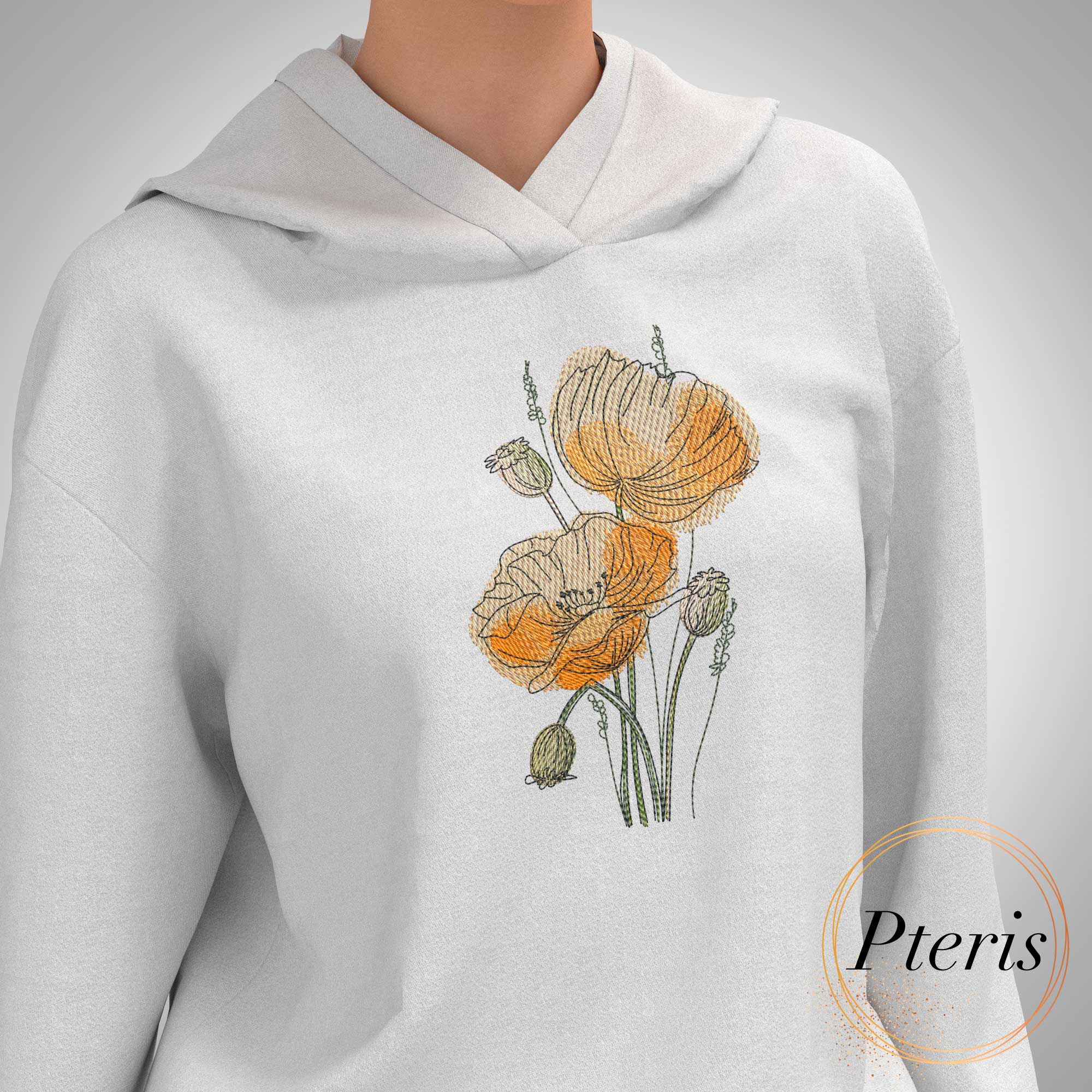 Poppy Flowers Machine Embroidery Design