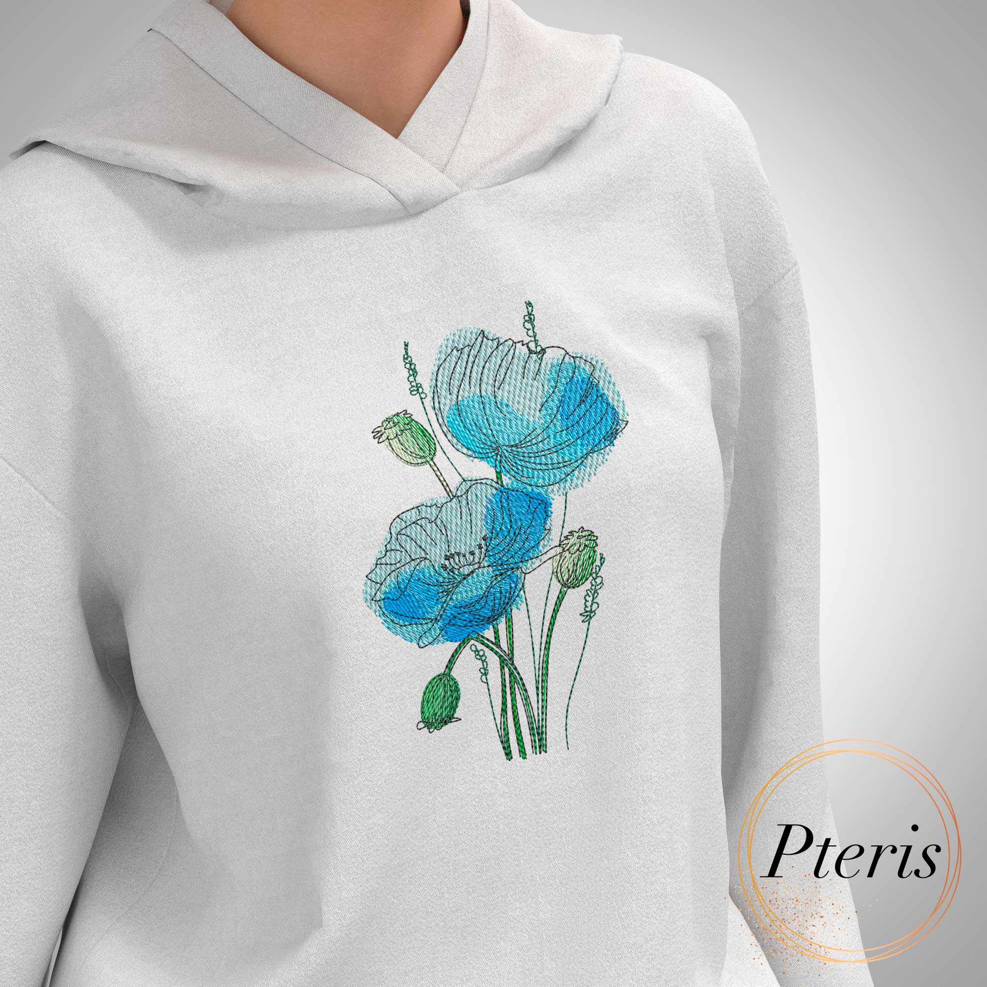 Poppy Flowers Machine Embroidery Design