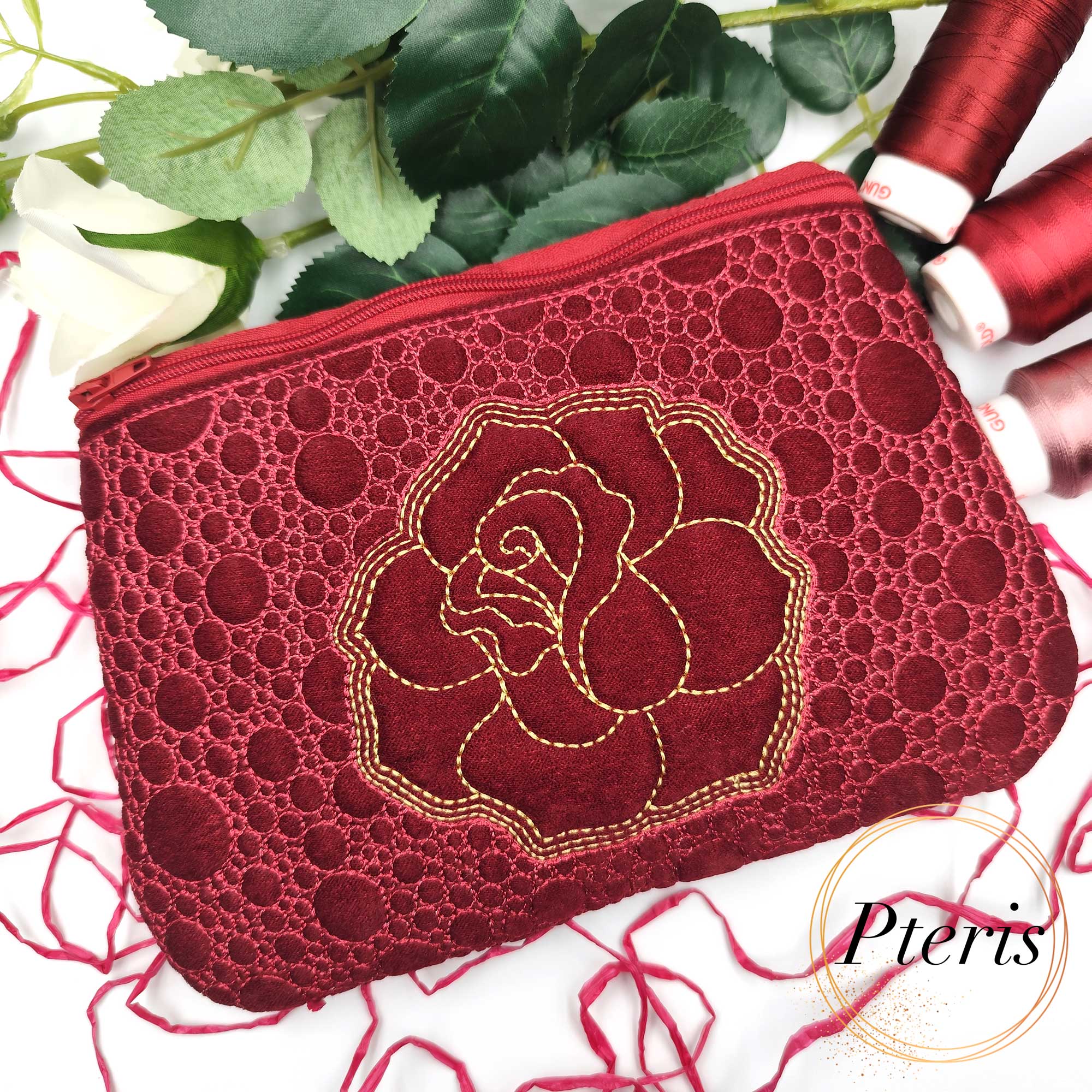 Quilted Zipper Pouch Embroidery Design