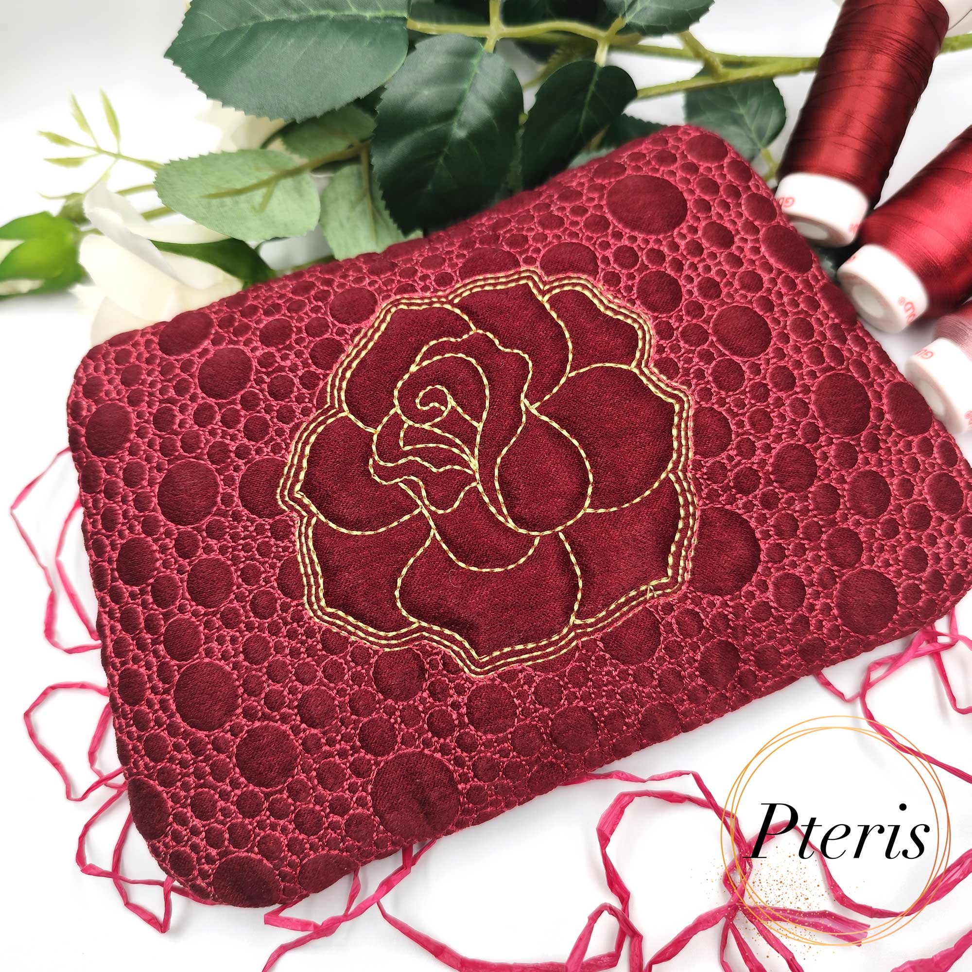 Quilted Zipper Pouch Embroidery Design