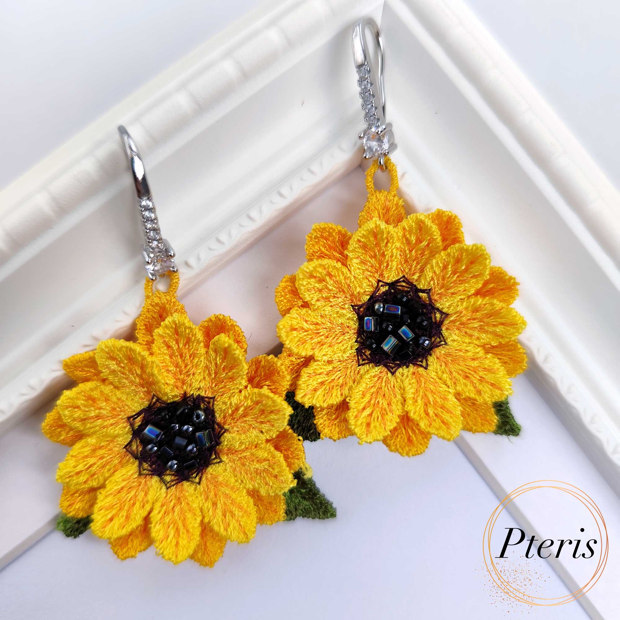 Sunflower Earrings Machine Embroidery Design
