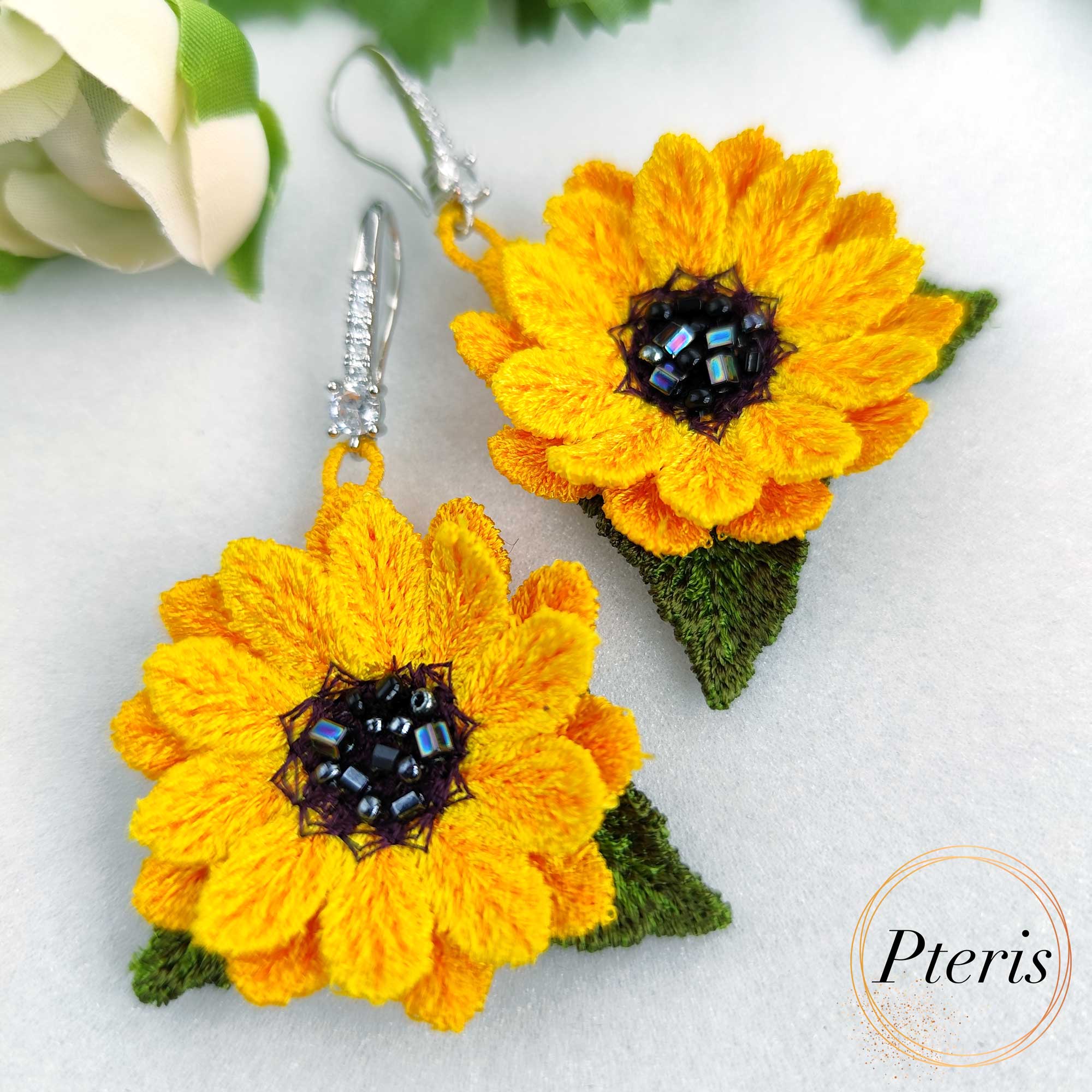 Sunflower Earrings Machine Embroidery Design
