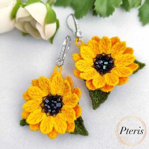 Sunflower Earrings Machine Embroidery Design