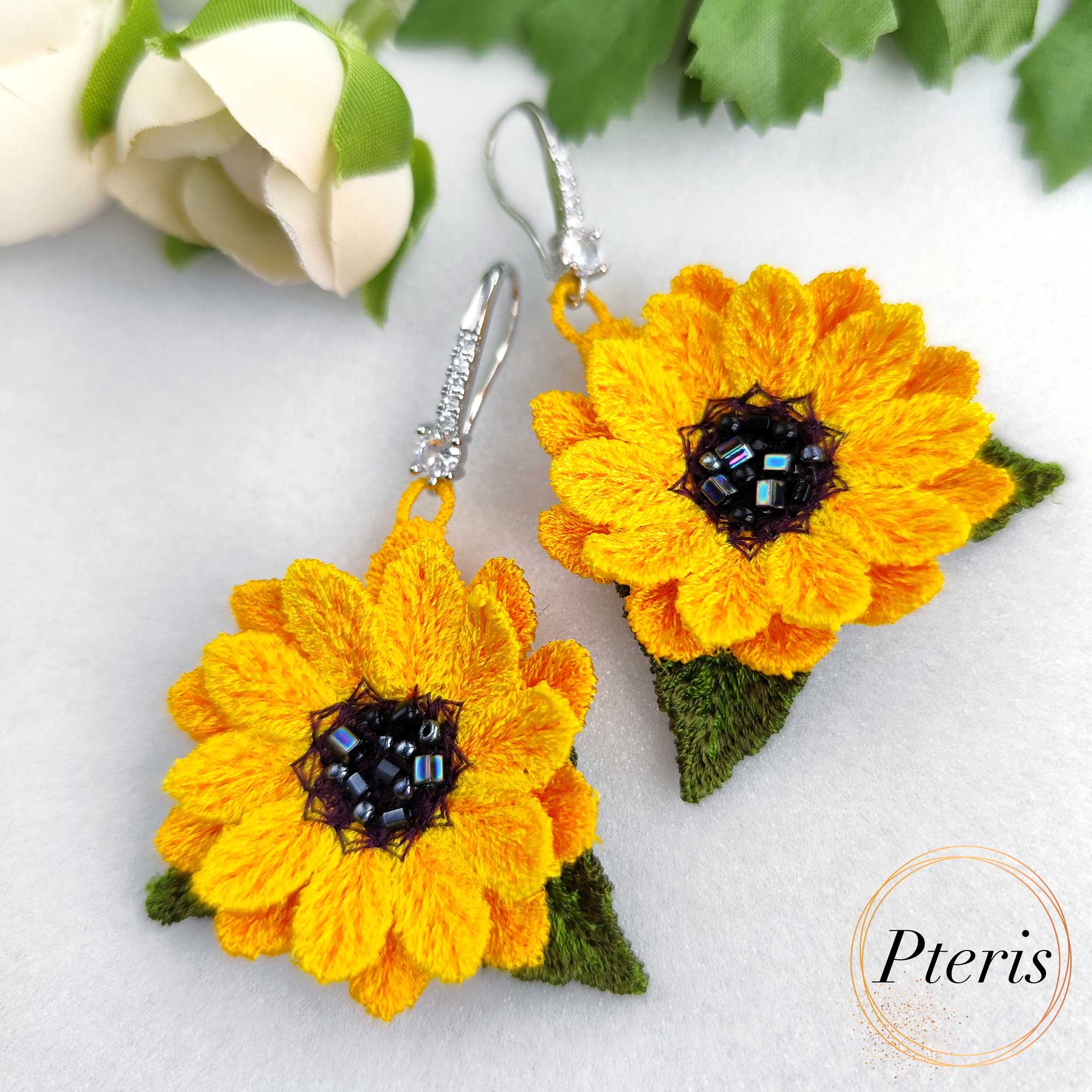 Sunflower Earrings Machine Embroidery Design
