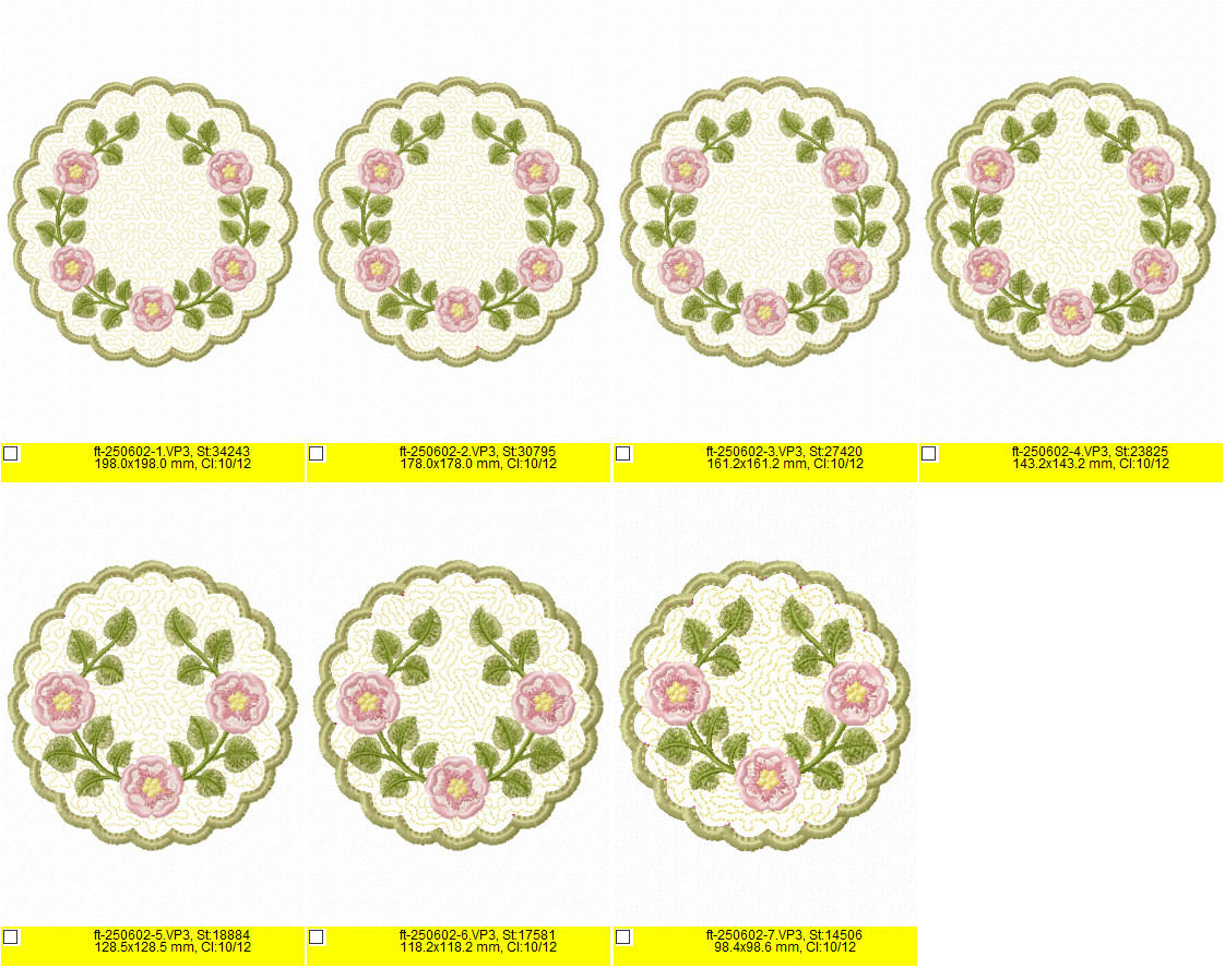 Quilted Rose Mug Rug ITH Machine Embroidery Design - Floral Drink Coaster Pattern in 7 Sizes - Image 4