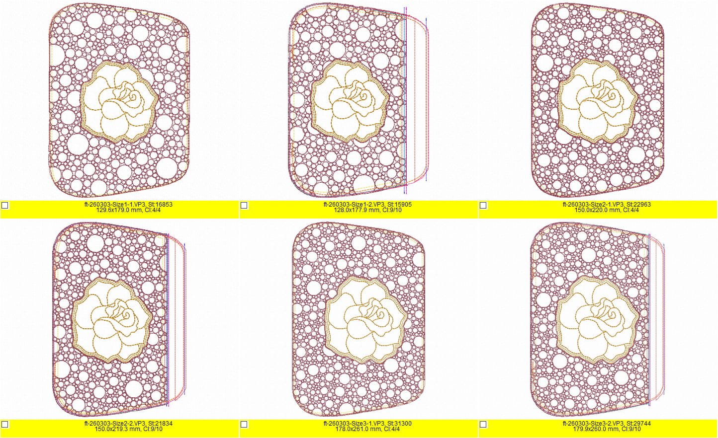 ITH Quilted Rose Zipper Pouch Machine Embroidery Design - 3 Sizes - Image 4