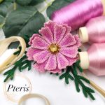 FSL 3D Cosmos Embroidery Design - Freestanding Lace Brooch Set