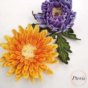 FSL 3D Chrysanthemum Flower - Freestanding Lace Machine Embroidery Design Set (9 Designs)