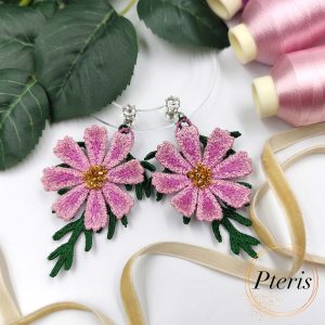 FSL 3D Cosmos Embroidery Design - Freestanding Lace Jewelry Set