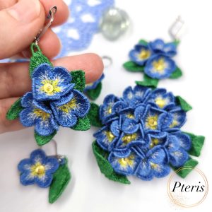 FSL 3D Forget-Me-Not Embroidery Design - Freestanding Lace Set