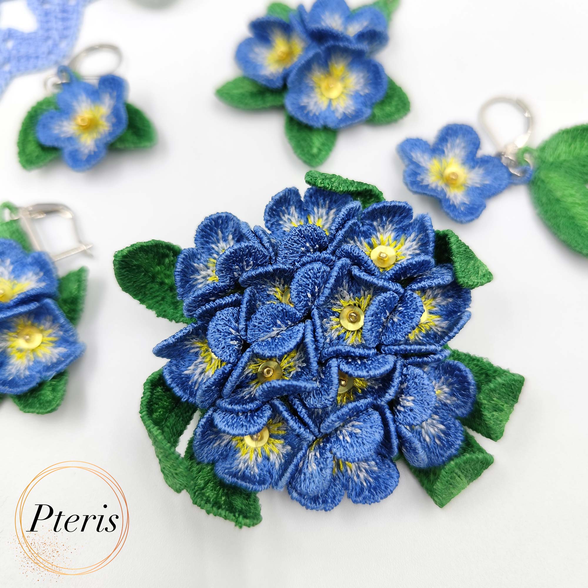 FSL 3D Forget-Me-Not Embroidery Design - Freestanding Lace Set - Image 2