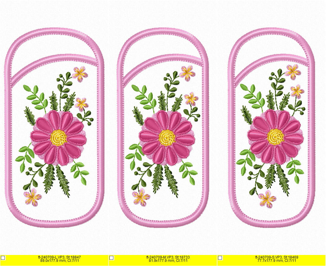 ITH Velvet Floral Glasses Case Machine Embroidery Design - 3 Sizes - Image 2