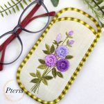 ITH Fringe Flower Glasses Case embroidery design with purple 3D flowers