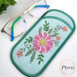 ITH Velvet Floral Glasses Case embroidery design with 3D fluffy pink flower