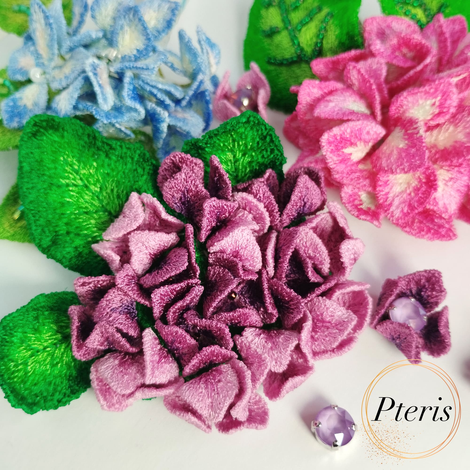 FSL 3D Hydrangea Flower - Freestanding Lace Machine Embroidery Design Set (6 Designs) - Image 3