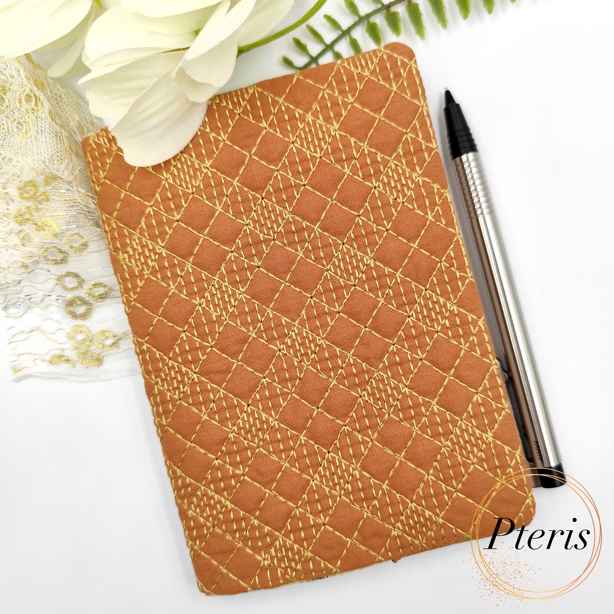 ITH Geometric Quilted A6 Book & Notebook Cover - Machine Embroidery Design for 3 Book Thicknesses - Image 3