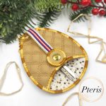 ITH Quilted Key Holder embroidery design with diamond pattern on tan faux leather