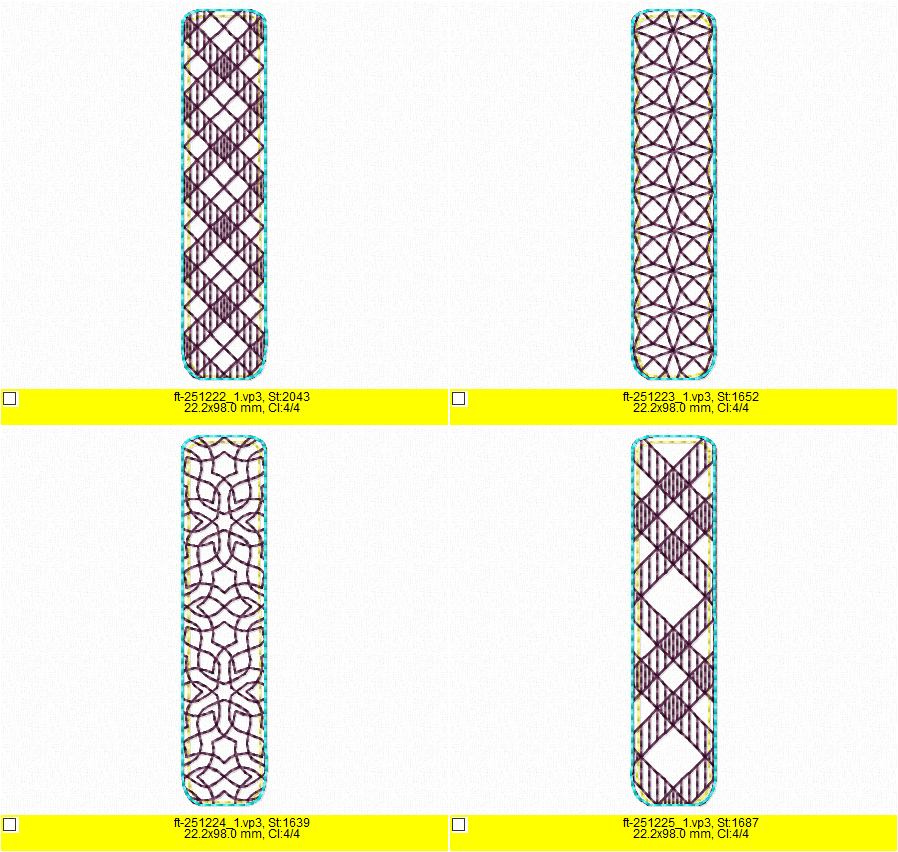 ITH Geometric Ornament Wrist Strap Key Fob Set - Machine Embroidery Design - Image 2