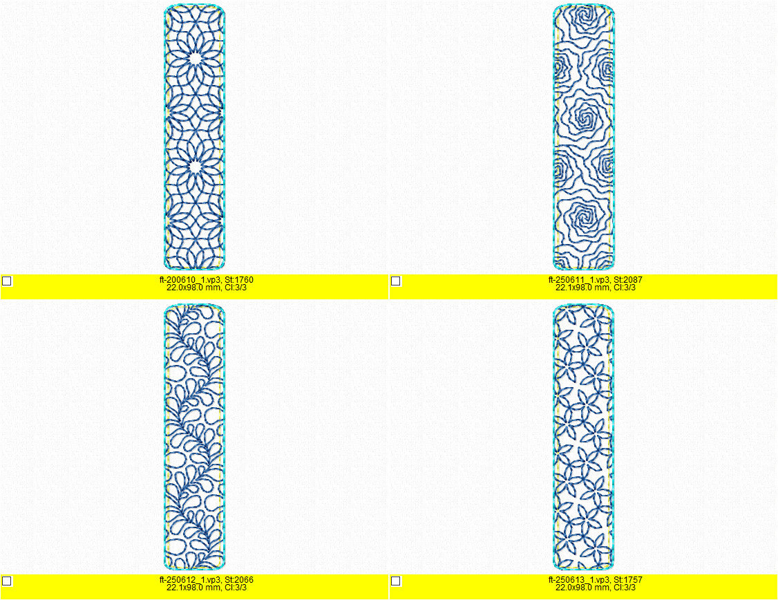 ITH Quilted Floral Wrist Strap Key Fob - Machine Embroidery Design with 4 Patterns - Image 4