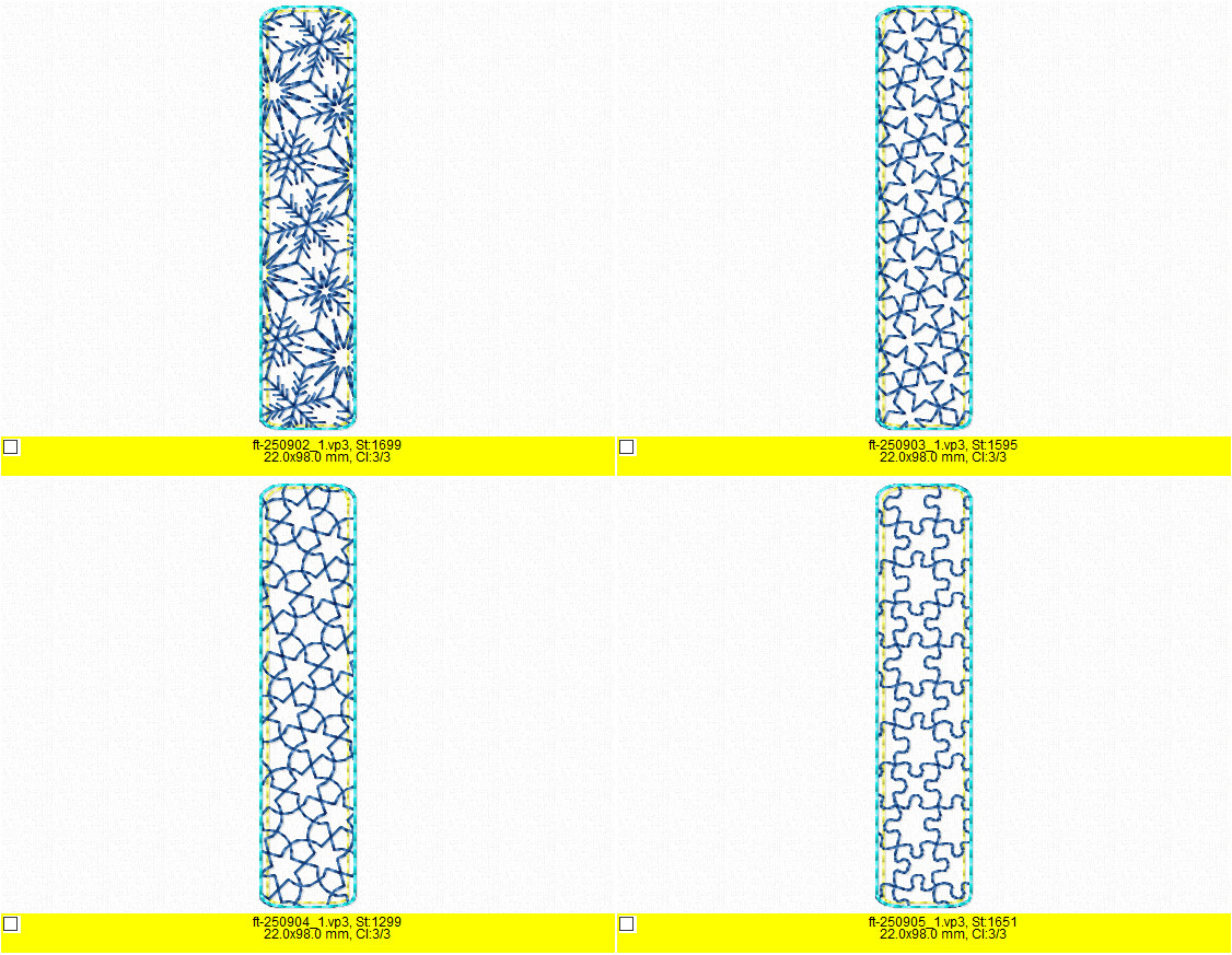 ITH Geometric & Winter Ornament Wrist Strap Key Fob Set - Machine Embroidery Design - Image 2