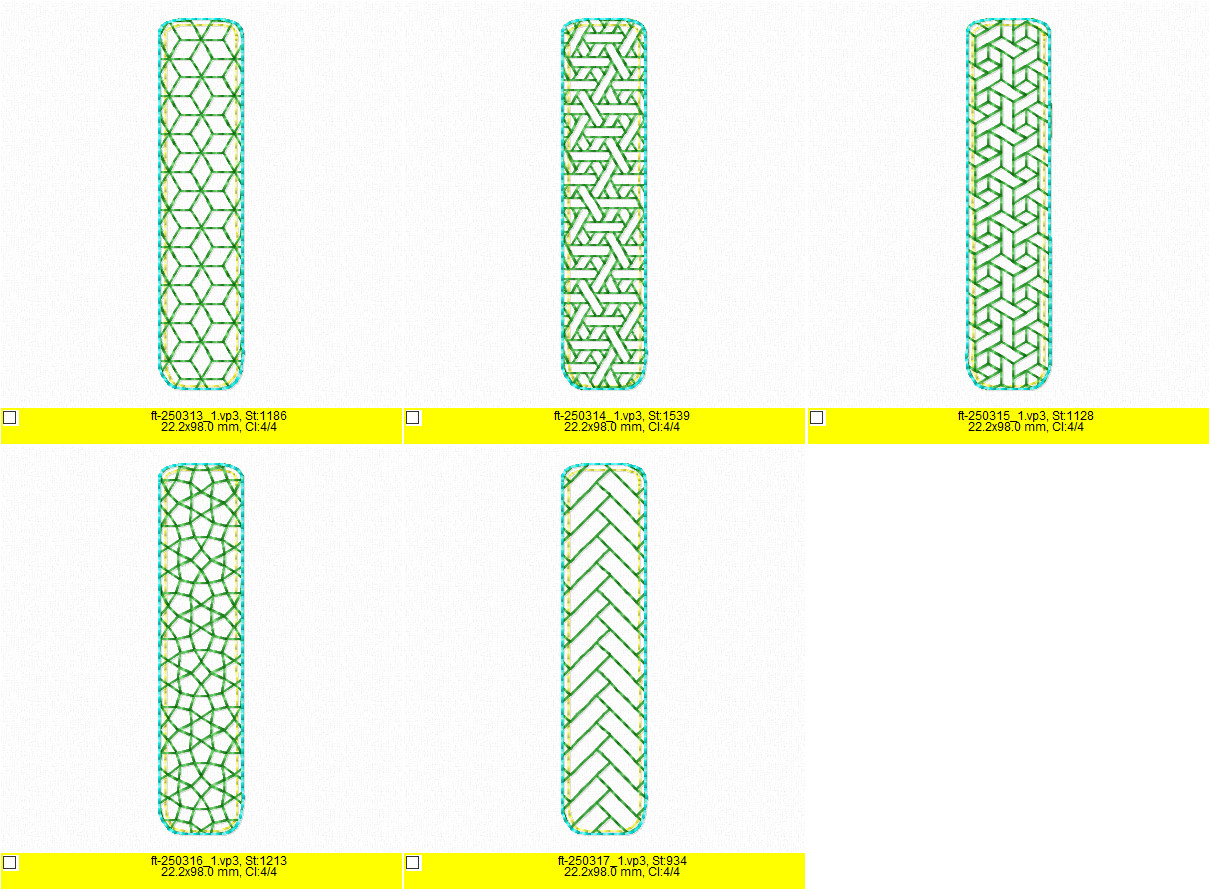 ITH Geometric Ornament Wrist Strap Key Fob - Machine Embroidery Design Set (5 Options) - Image 2