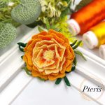 FSL 3D Marigold Embroidery Design - Freestanding Lace Brooch Set