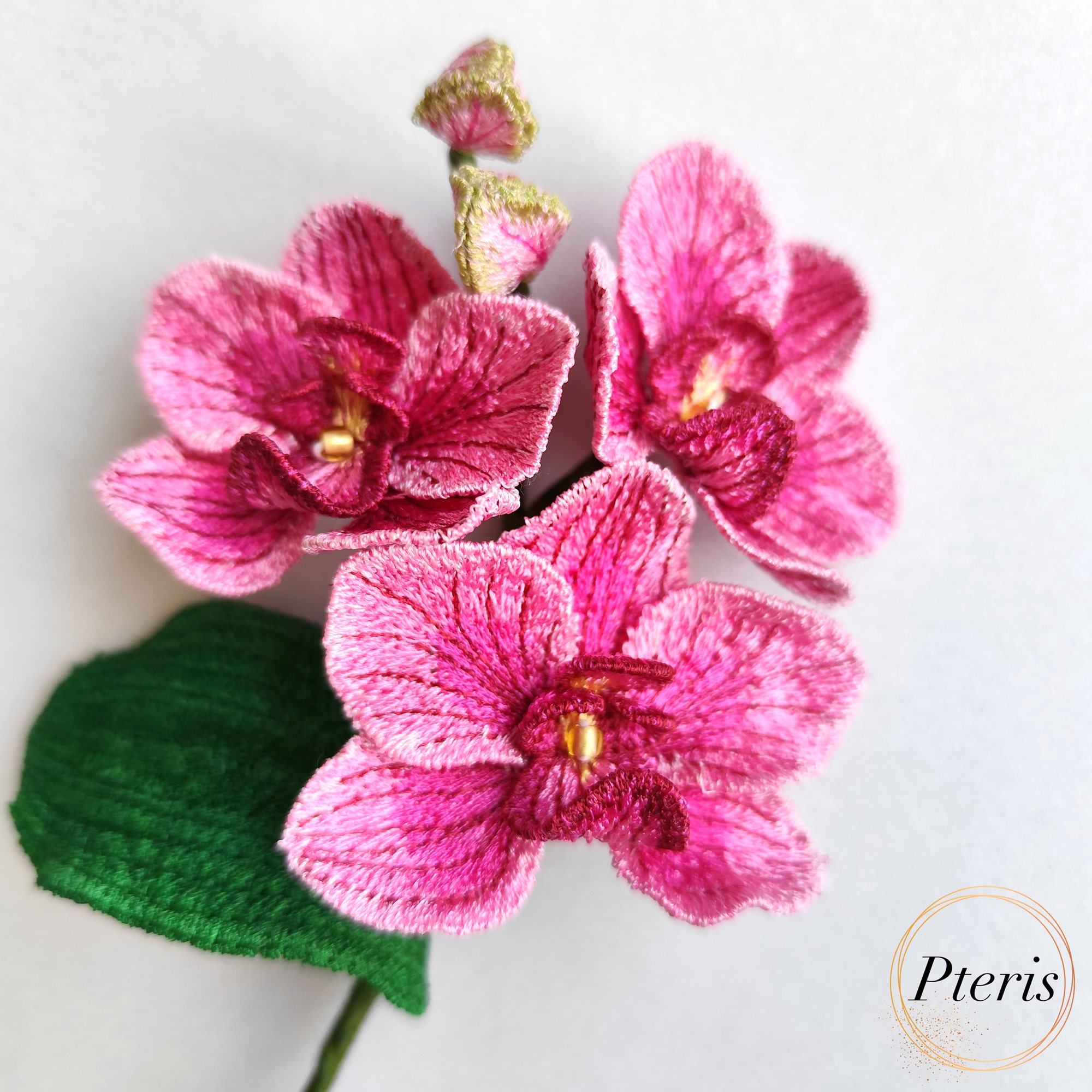 FSL 3D Phalaenopsis Orchid Embroidery Design - Freestanding Lace Interior Flower Branch - Image 3