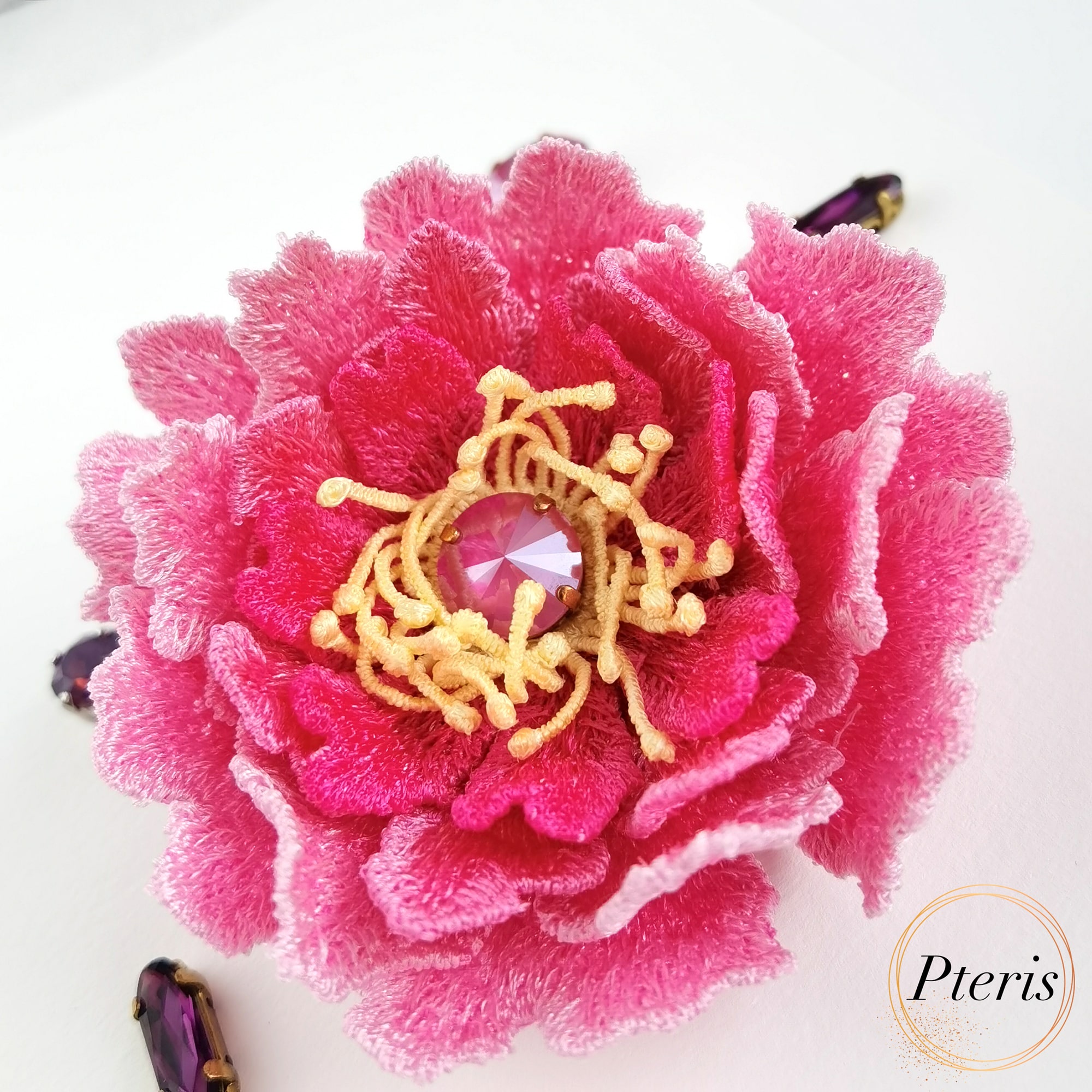 FSL 3D Peony Flower - Freestanding Lace Machine Embroidery Design Set (5 Designs) - Image 3