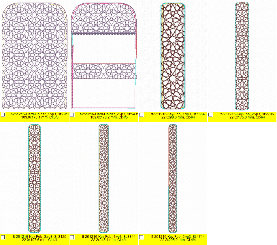 ITH Geometric Quilted Card Holder and Key Fob Wristlet Set - Machine Embroidery Design - Image 5