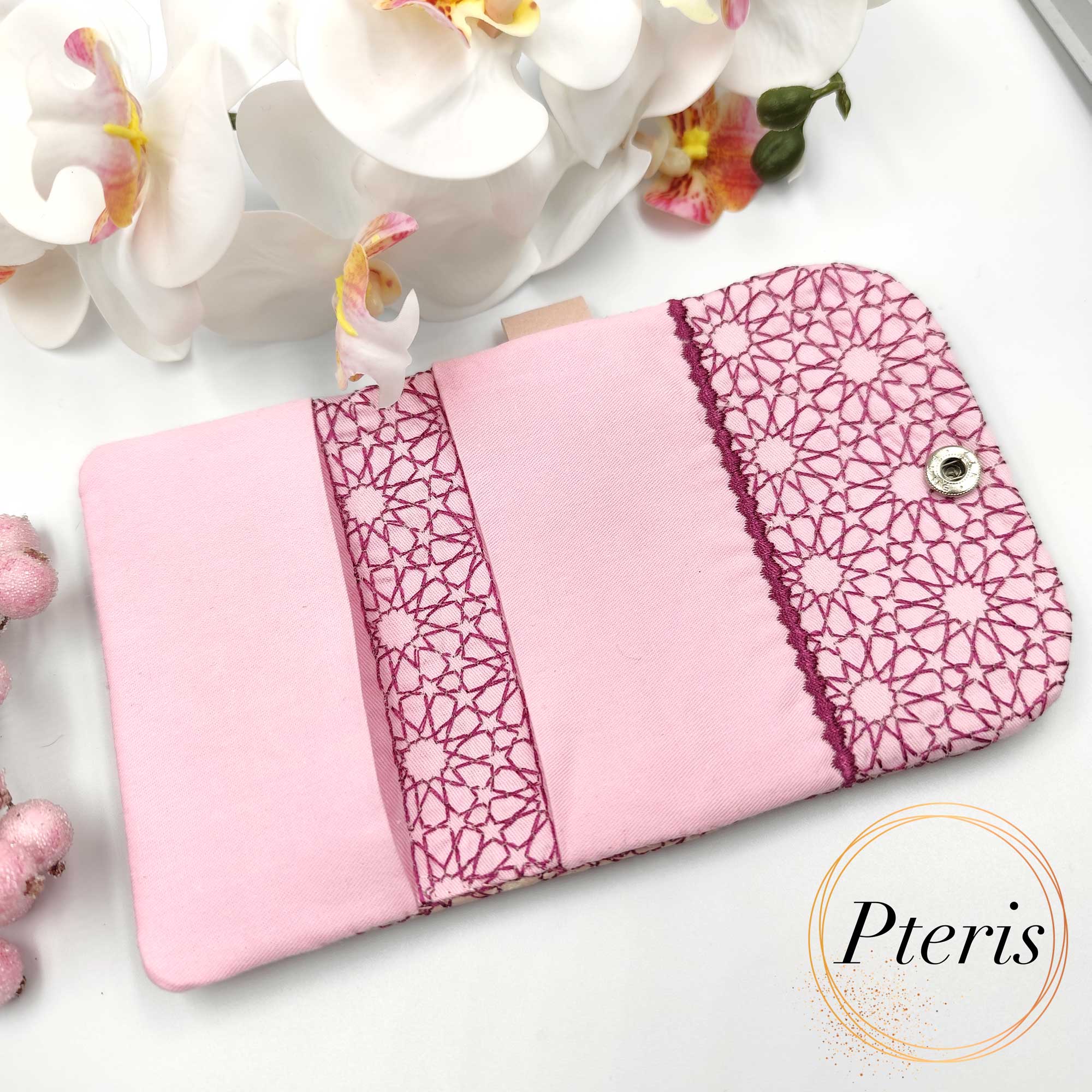 ITH Geometric Quilted Card Holder and Key Fob Wristlet Set - Machine Embroidery Design - Image 4