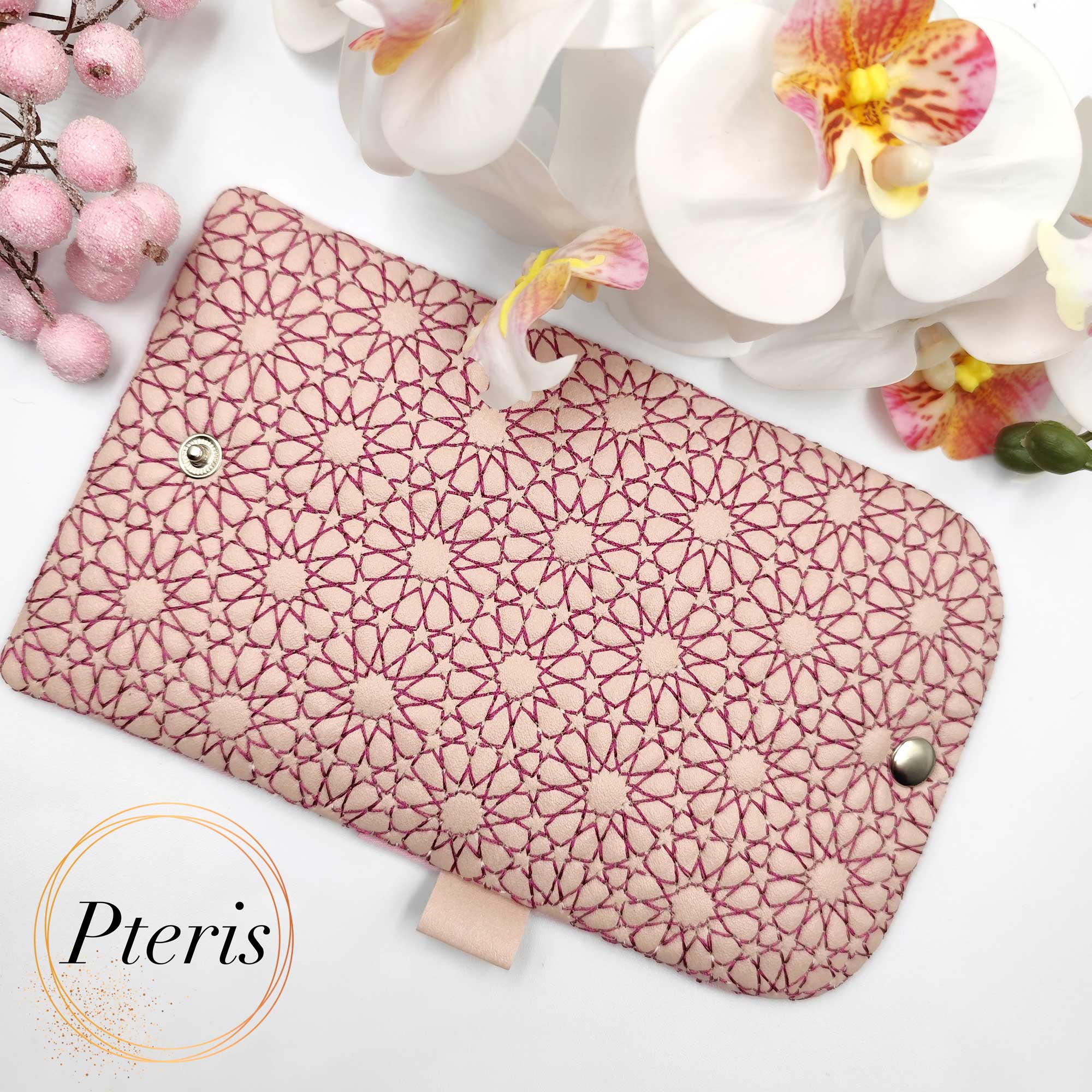 ITH Geometric Quilted Card Holder and Key Fob Wristlet Set - Machine Embroidery Design - Image 3