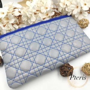 Quilted Zipper Pouch ITH Embroidery Design | 7 Sizes | Pteris