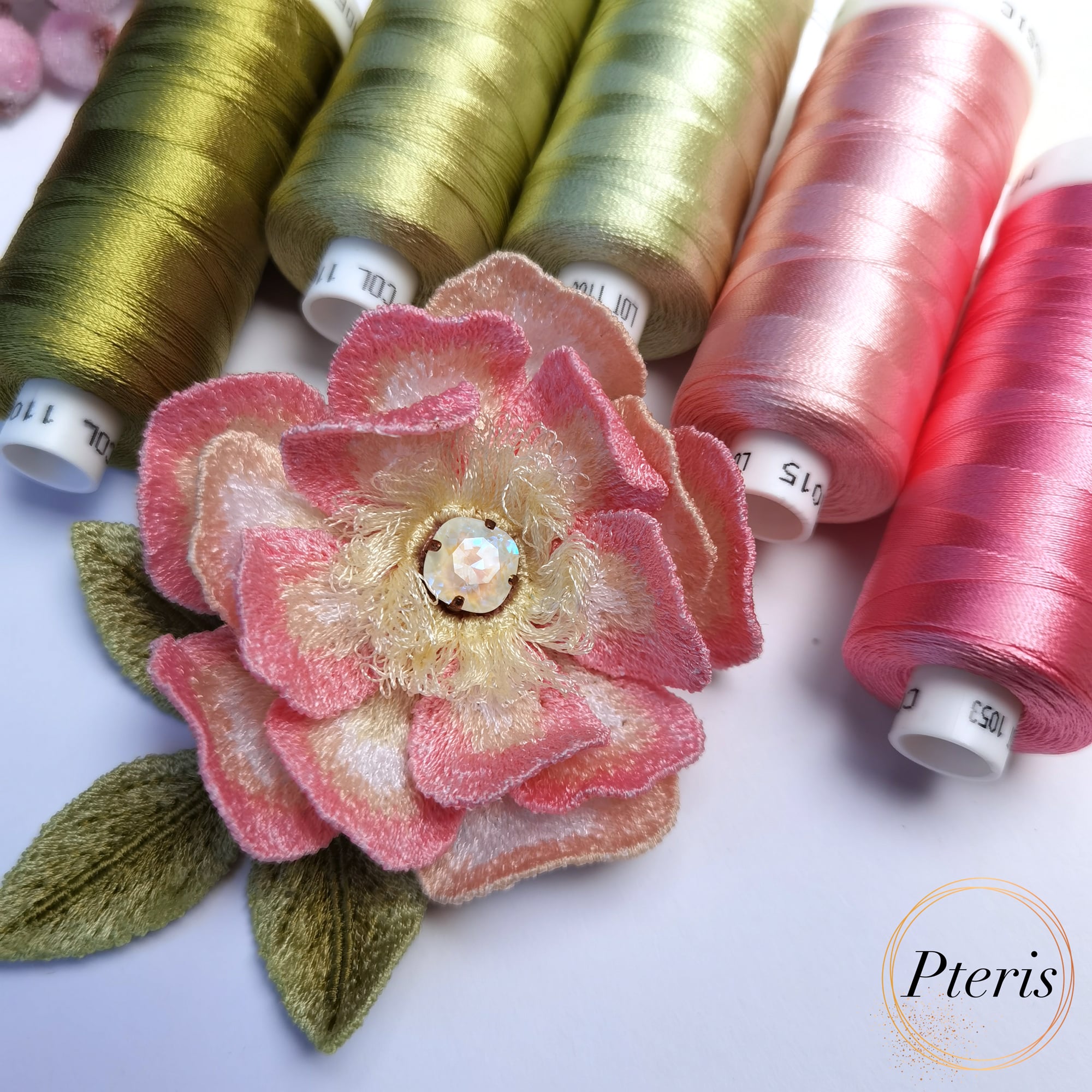 FSL 3D Wild Rose (Briar) Brooch - Freestanding Lace Machine Embroidery Design Set (6 Designs) - Image 2