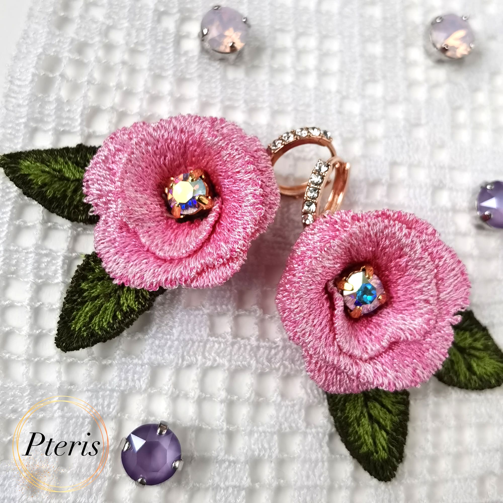 FSL 3D Rose Earrings - Freestanding Lace Machine Embroidery Design Set - Image 2