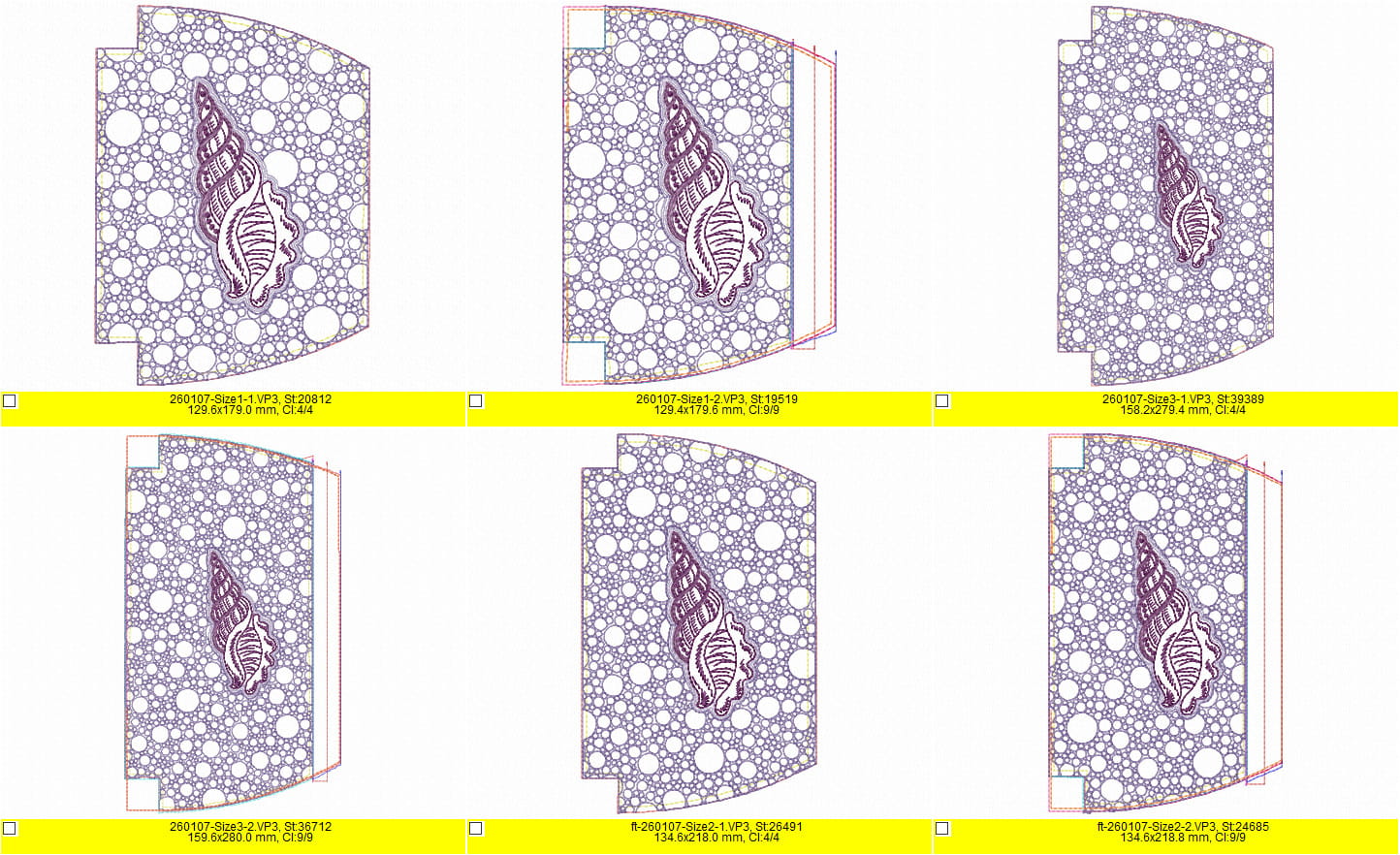ITH Quilted Sea Shell Zipper Pouch Machine Embroidery Design - 3 Sizes - Image 6