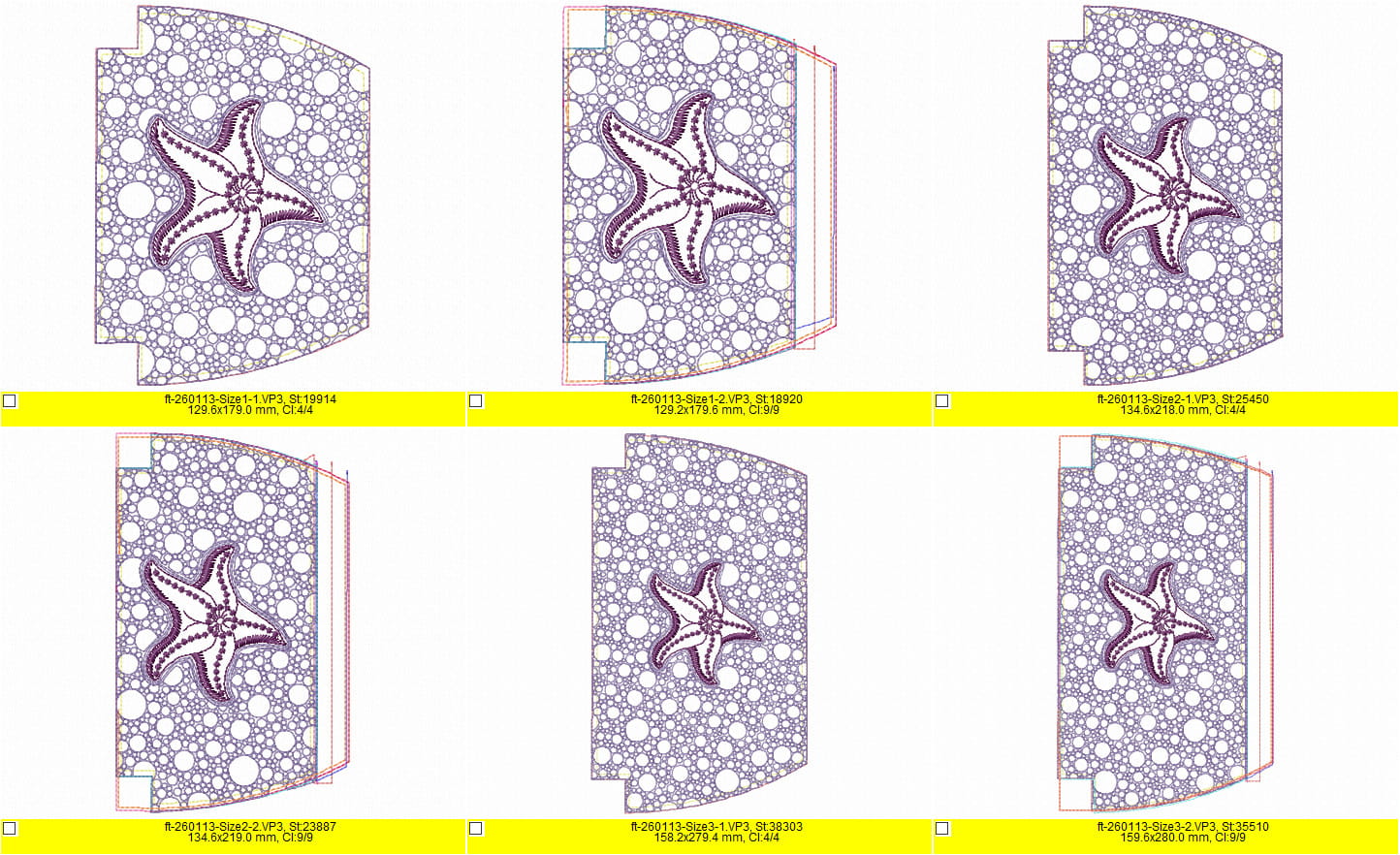 ITH Quilted Starfish Zipper Pouch Machine Embroidery Design - 3 Sizes - Image 2