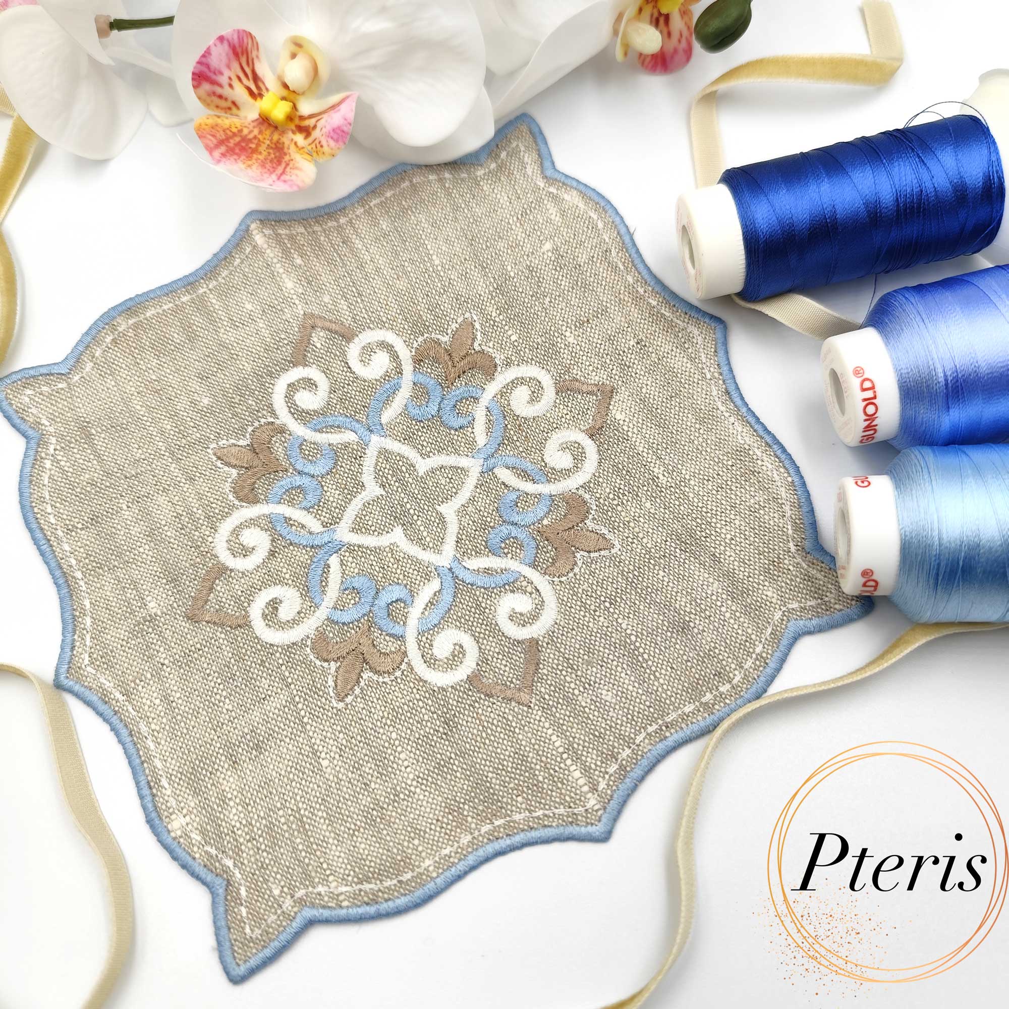 ITH Ornament Cocktail Napkin - All-in-the-Hoop Machine Embroidery Design - Image 3