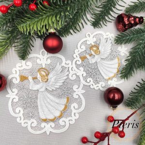 FSL Trumpeting Angel Suncatcher - Freestanding Lace Christmas Ornament Design