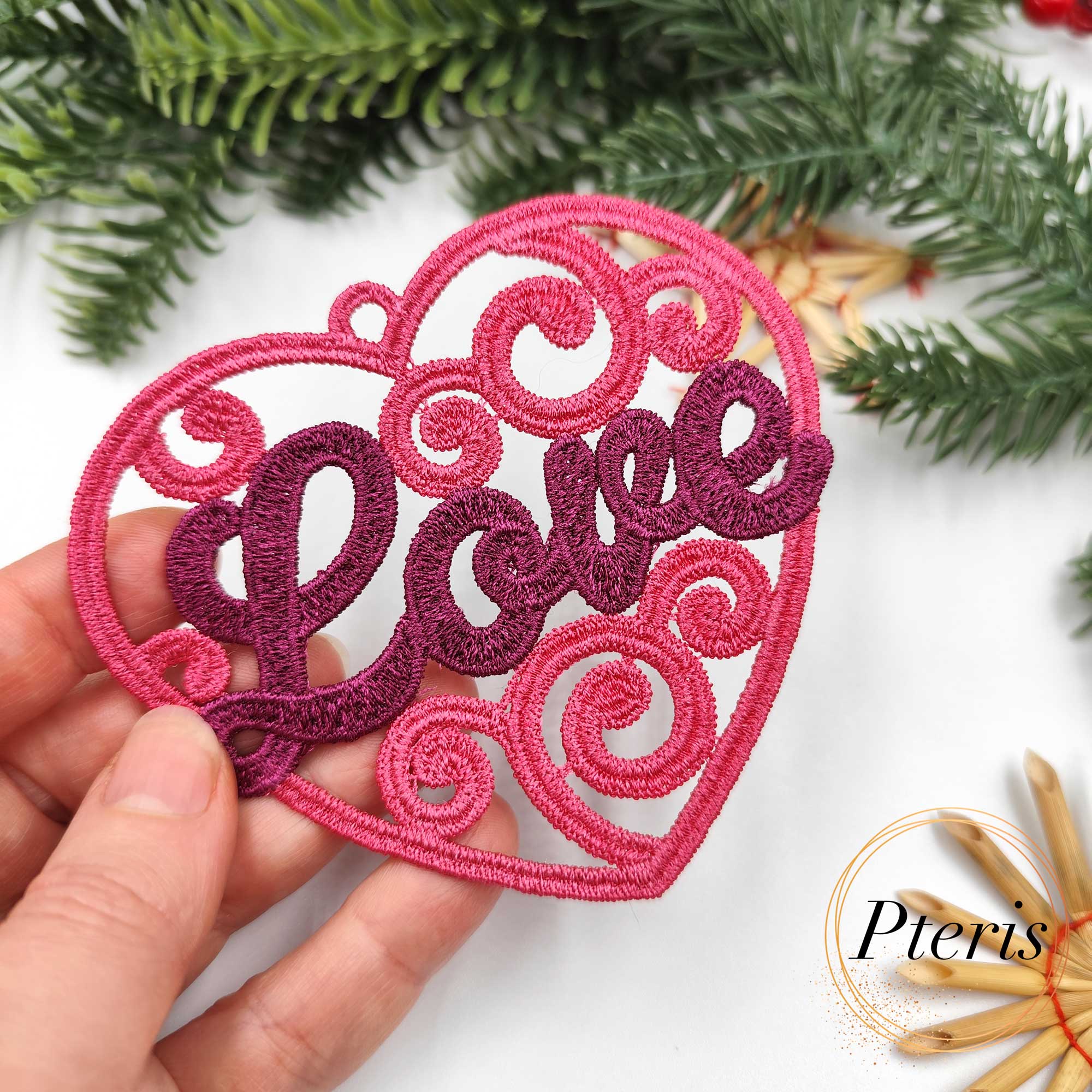 FSL Love Heart Suncatcher - Freestanding Lace Heart Embroidery Design - Image 3