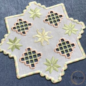 Pastel Hardanger Style Cocktail Napkin - All-in-the-Hoop (ITH) Embroidery Design