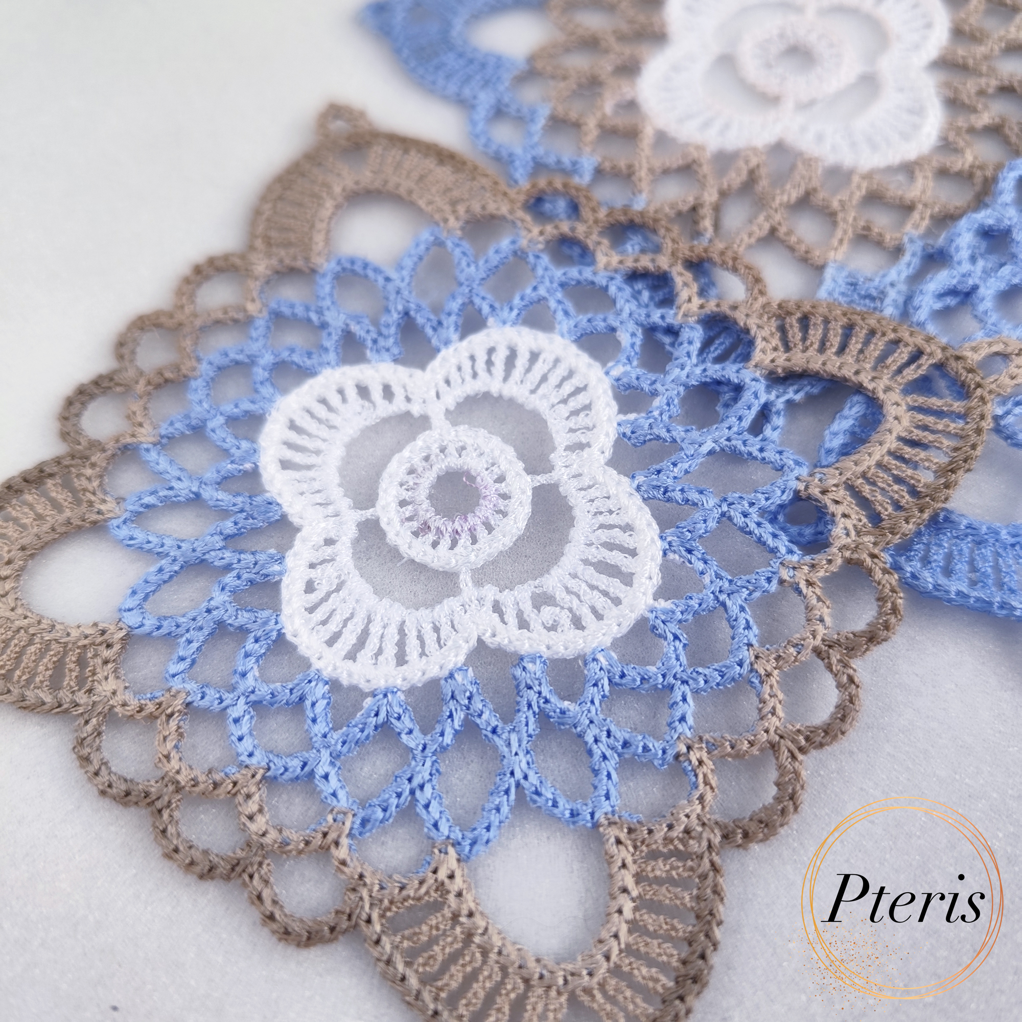 FSL Granny Square Crochet Embroidery Design - Freestanding Lace Floral Napkin