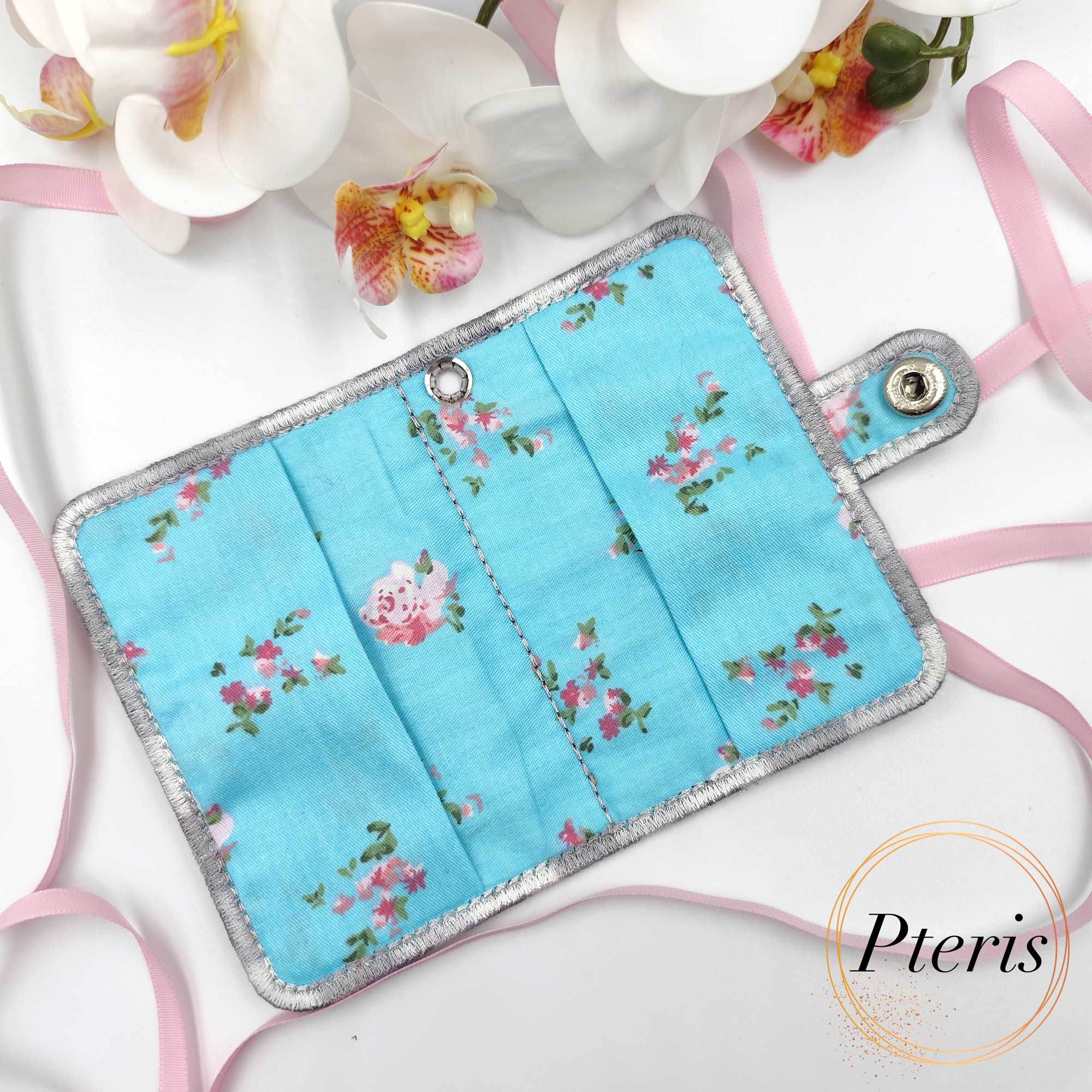 ITH Quilted Card Holder with Fluffy Flowers - All-in-the-Hoop Machine Embroidery Design - Image 4