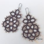 FSL Tatting Earrings Embroidery Design featuring a pair of intricate, teardrop-shaped freestanding lace earrings in a traditional knotted tatting style.