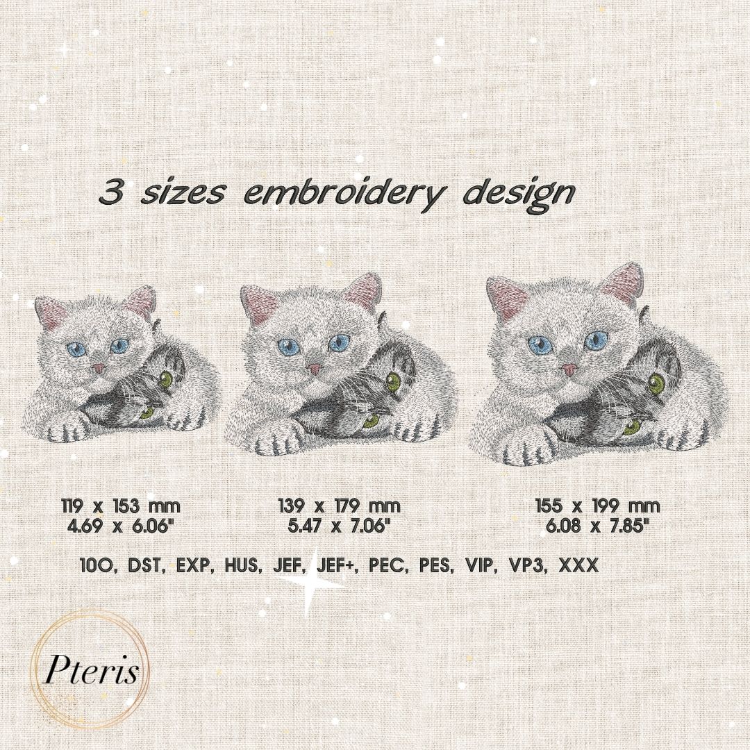 Elegant Cat Portrait - Detailed Feline Machine Embroidery Design - Image 2